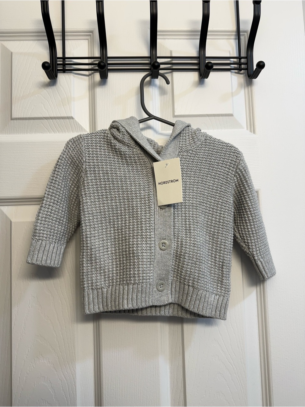 Nordstrom NWT Gray Hooded Knit Cardigan for Baby